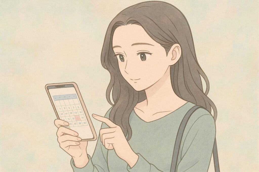 スマホのカレンダー機能を使って脱毛のスケジュールを立てている女性