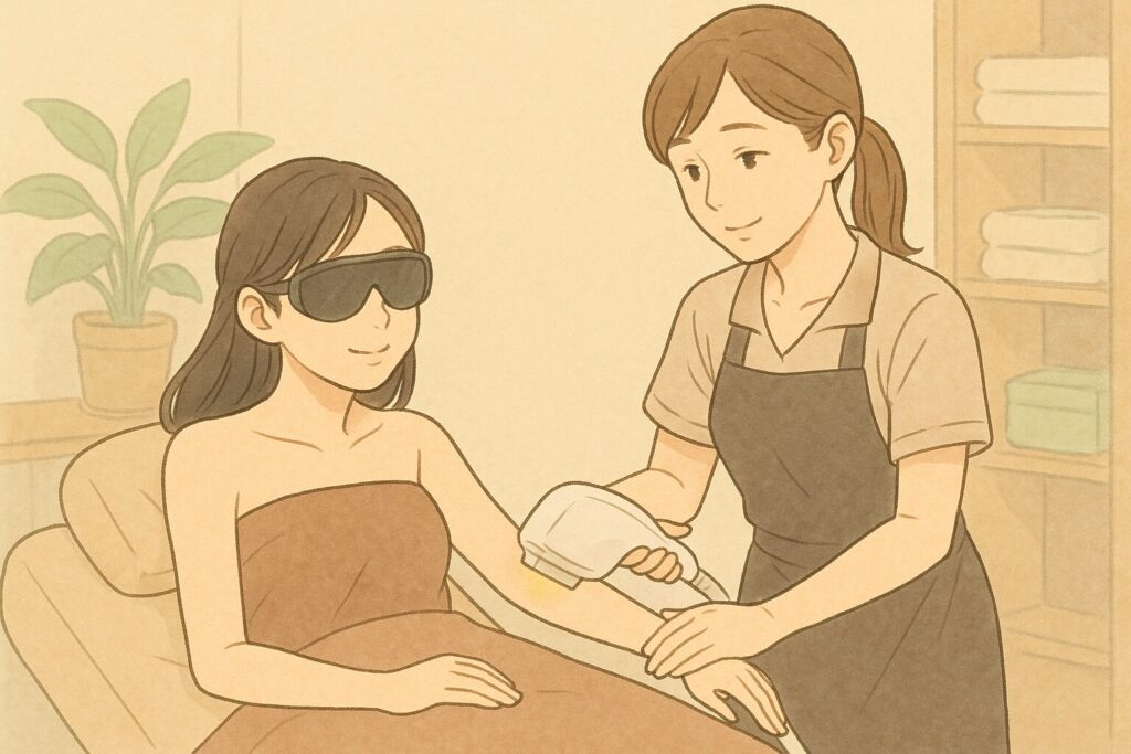 サロン脱毛で施術を受けているイメージ画像