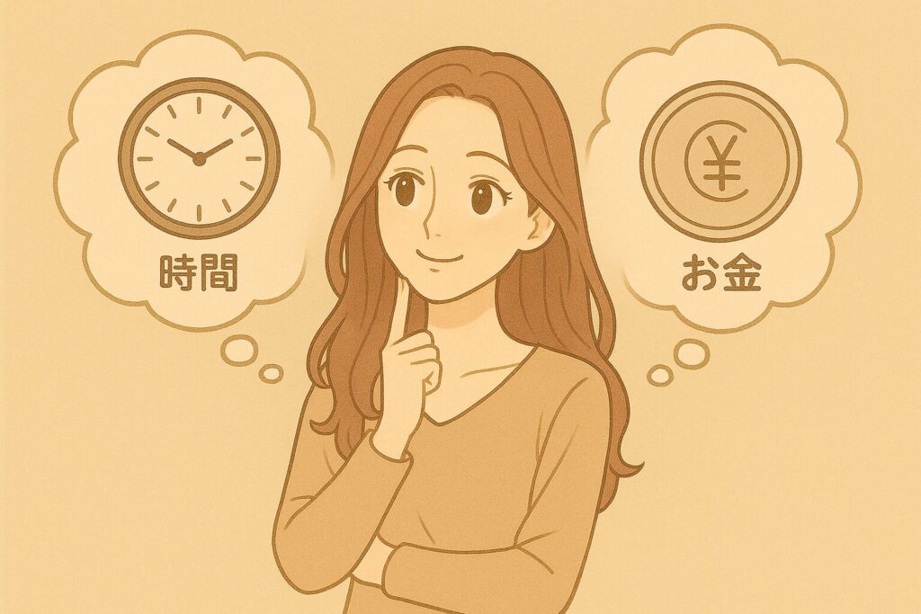 自分が脱毛のために使える時間とお金について考えている女性
