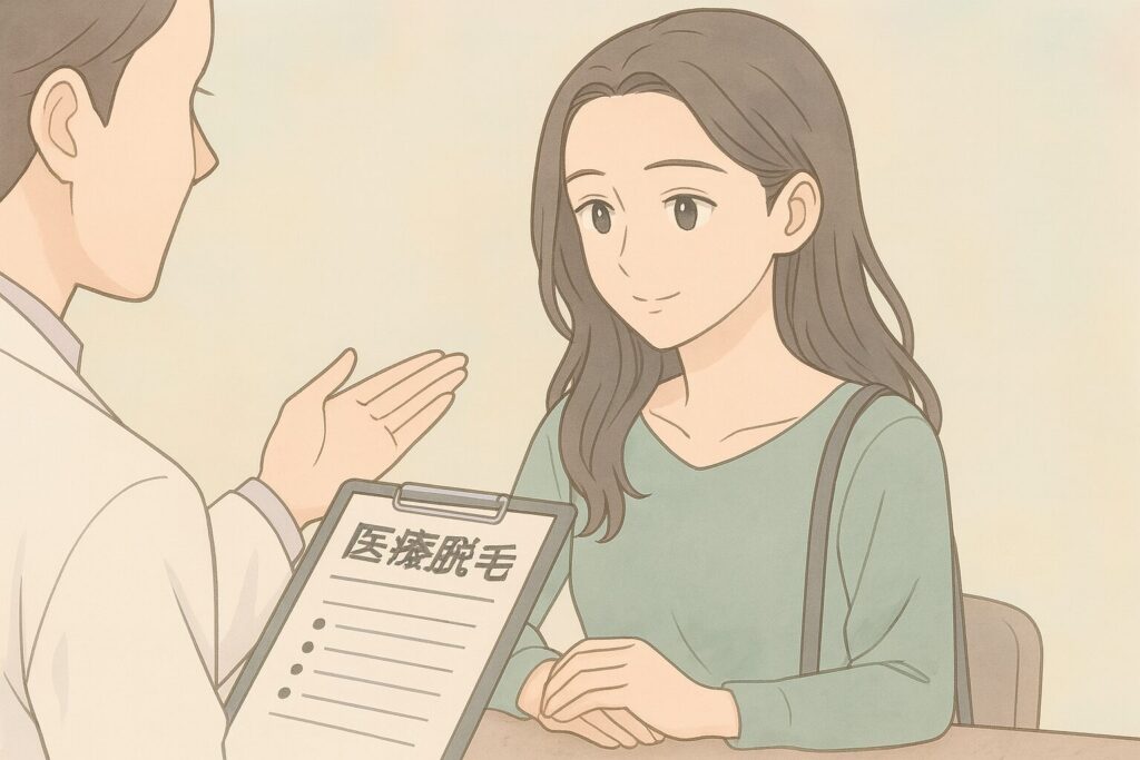 医療脱毛のカウンセリングを受ける女性