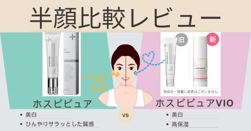 ホスピピュアとホスピピュアVIOを半顔ずつ比較レビュー